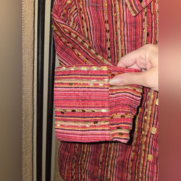 Vintage Y2K Maximalist Women's Roughrider By Circle T 3/4 Sleeve Button Up Top - Picture 5 of 10